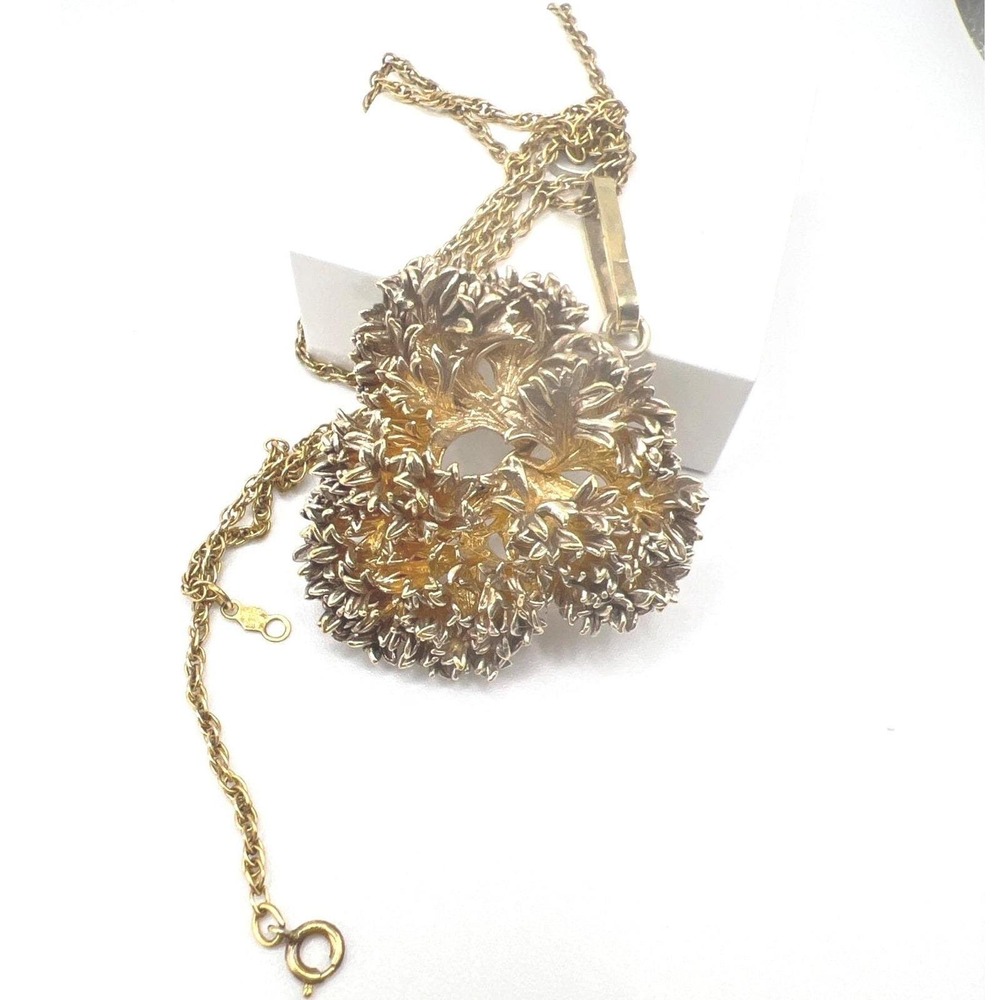 Vintage Denmark Necklace Flora Danica Vermeil Parsley Pendant 24" 1/20 12K Chain
